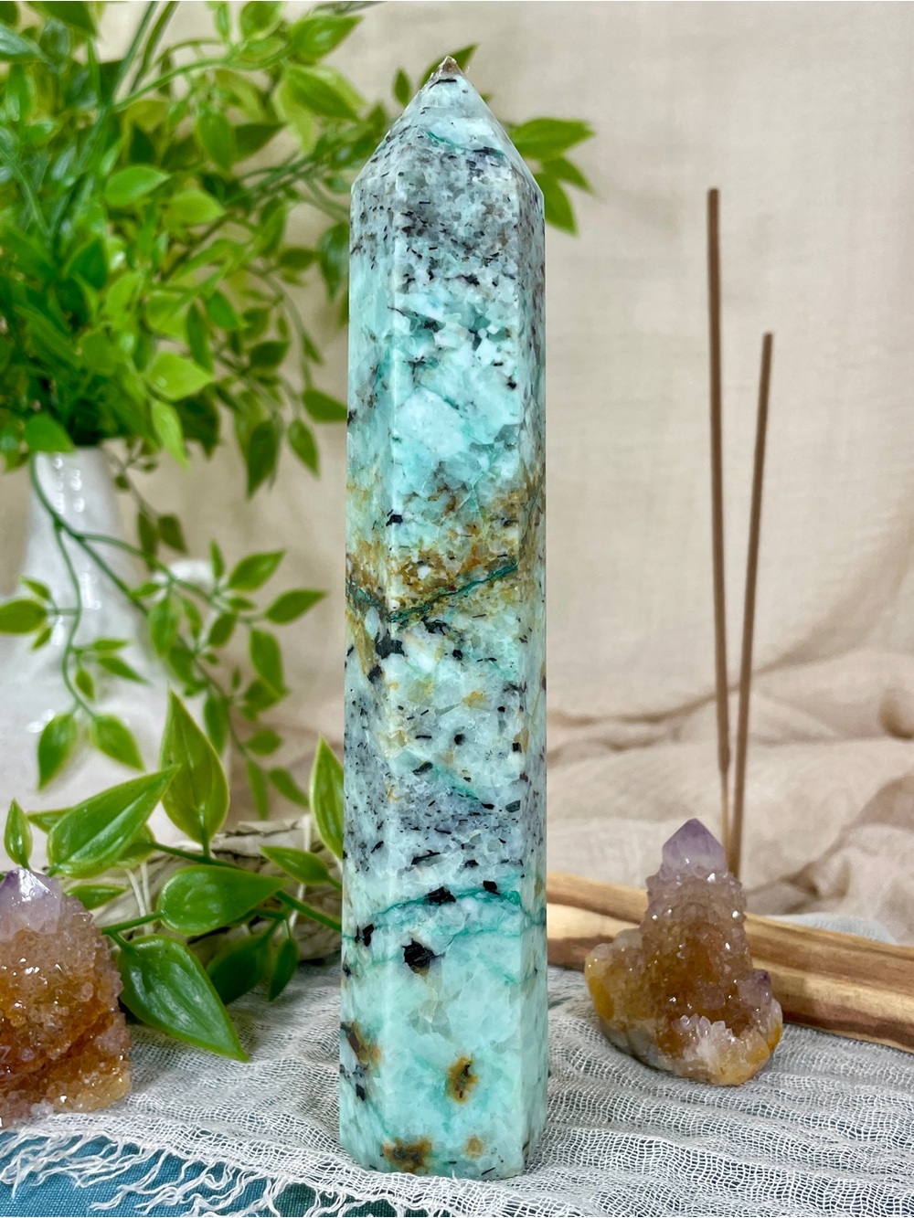 !!! NEW !!! 1454 Large African Turquoise Crystal Tower